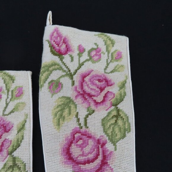 Imperial Elegance Set 4 Pink Rose Flower Floral Needlepoint Christmas Stockings - Picture 9 of 16